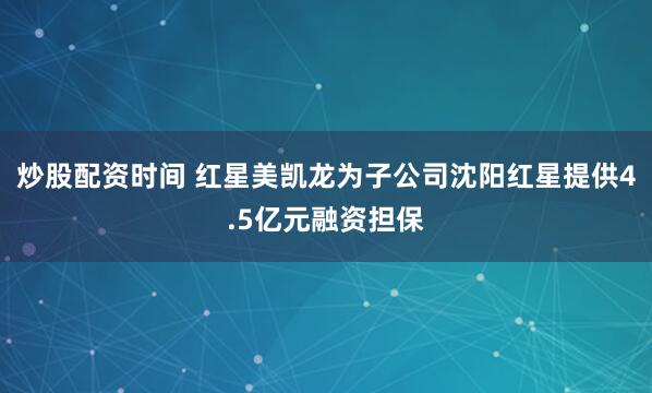 炒股配资时间 红星美凯龙为子公司沈阳红星提供4.5亿元融资担保